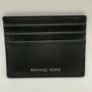 Michael Kors Black Pebble Leather Jet Set Travel Card Holder Case
